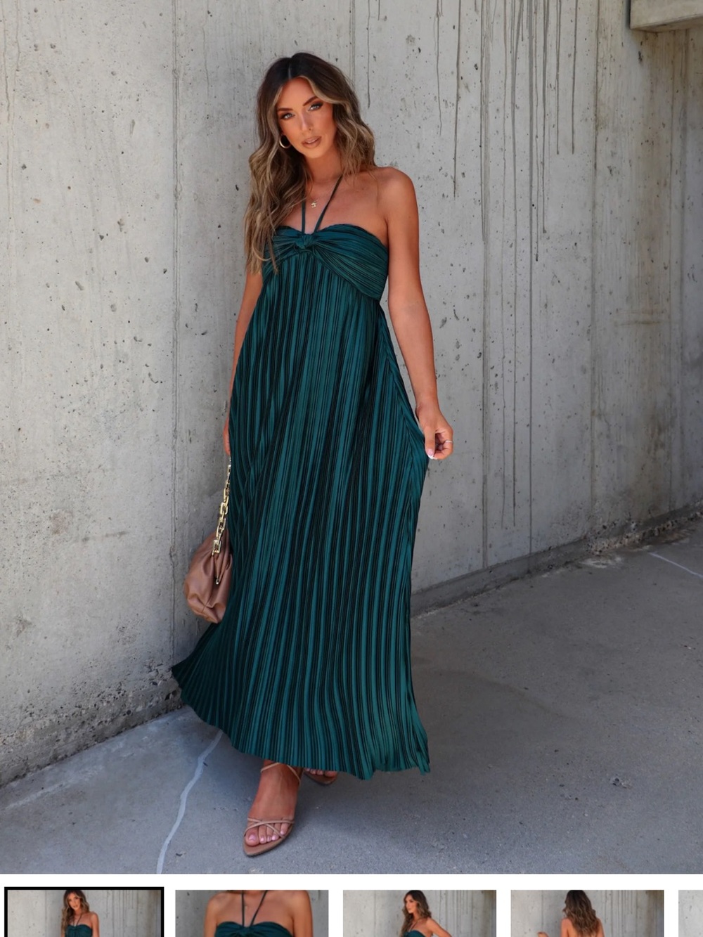 NWT Emerald Green Strapless Pleated Maxi Dress